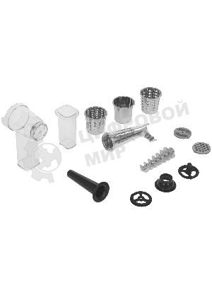 Мясорубка электрическая Renova MG260-R1BP черный, 2600 Вт, 2.5 кг/мин, реверс, защита от перегрузки, металлический лоток, насадки - 7