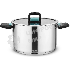 Кастрюля LARA LR02-245 Изумруд 6,4 л, нержавеющая сталь, с крышкой