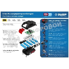 Аккумуляторная батарея Зубр Профессионал ST7-20-4, 20В, Li-Ion, 4А·ч, тип T7