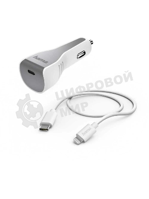 Комплект зарядное устройство Hama H-183317 3A PD для Apple кабель Apple Lightning/Type-C белый
