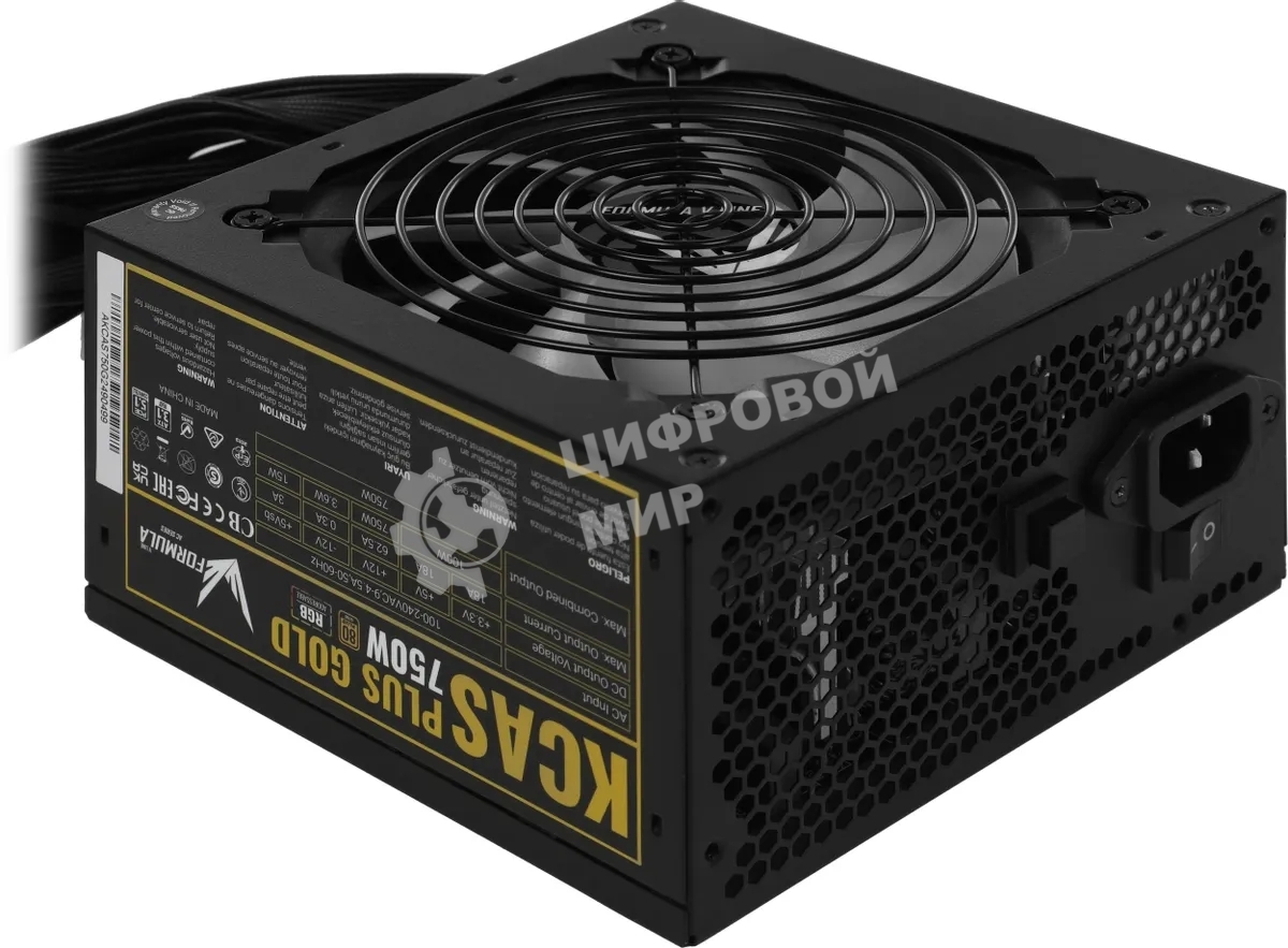 Блок питания Aerocool/Formula ATX 750W AC KCAS PLUS GOLD 750W RGb 80 PLUS gold (20+4pin) APFC 120мм fan color LED 8xSATA RTL