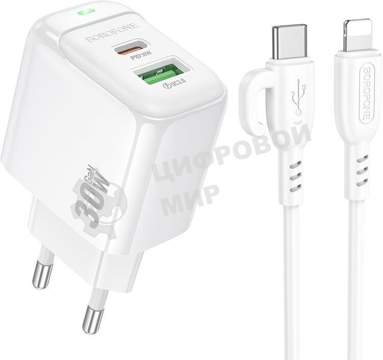 Сетевое зарядное устройство BOROFONE (6941991113888) BAS45Aai 2USB 3.0A PD 30W QC3.0