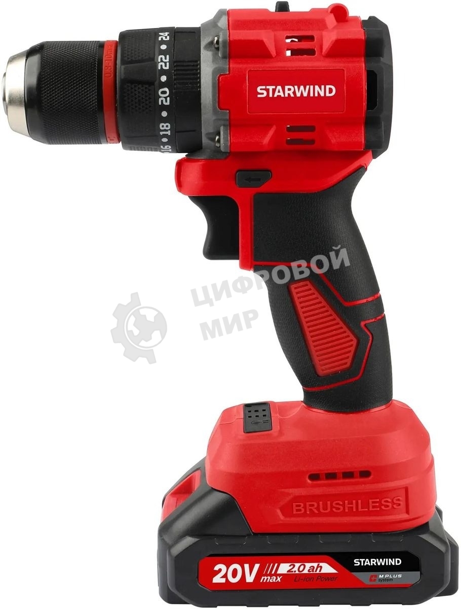 Дрель-шуруповерт аккумуляторная Starwind CDB20-2.0/2hs1 20Вт аккум. патрон:быстрозажимной
