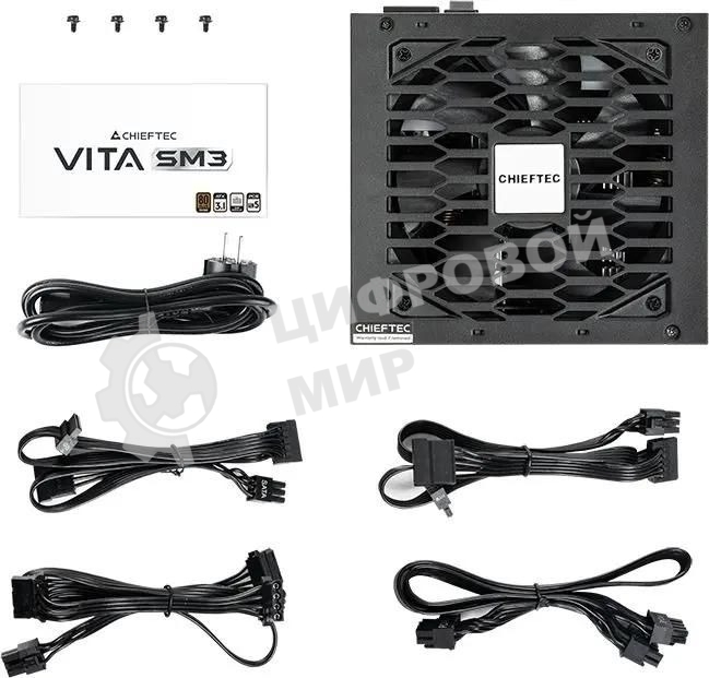 Блок питания Chieftec Vita SM3 BPX-850-C (ATX 3.1, 850W, 80 PLUS BRONZE, Active PFC, 120мм fan, Semi-modular Cable Management) Retail