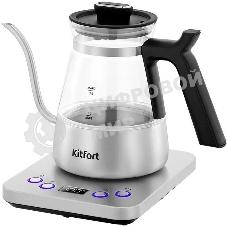 Чайник электрический Kitfort КТ-8707 0.8л. 1300Вт нержавеющая сталь/черный корпус: Металл/стекло/пластик
