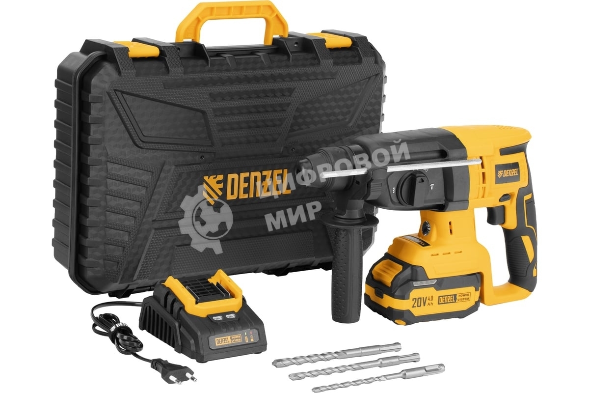 Перфоратор Denzel RHH-BL-20-28, SDS-plus, 20 В, 3 Дж, от аккумулятора