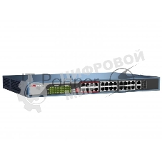 Коммутатор Hikvision DS-3E0326P-E, 24×100 Мбит/с PoE + 2×1 Гбит/с Combo (RJ45/SFP), неуправляемый