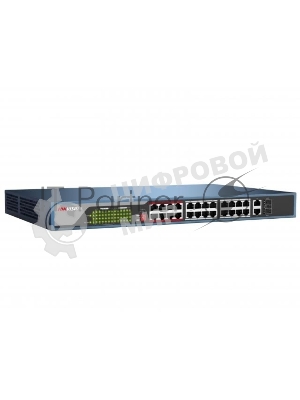 Коммутатор Hikvision DS-3E0326P-E, 24×100 Мбит/с PoE + 2×1 Гбит/с Combo (RJ45/SFP), неуправляемый