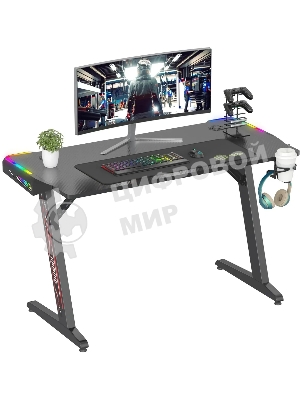 Стол игровой Cactus CS-GTZ-BK-RGb столешница ДСП, черный каркас черный