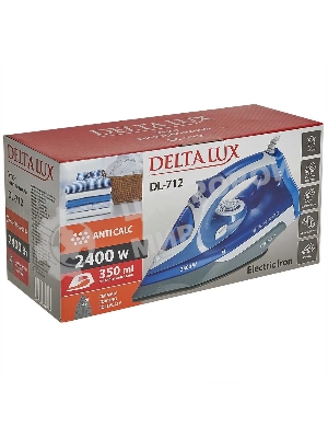 Утюг Delta LUX DL-712 белый с синим, 2400 Вт, 30 г/мин, 150 г/мин, 350 мл
