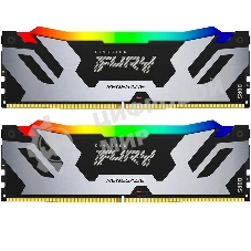 Оперативная память Kingston Fury Renegade, DDR5, 96Gb (2x48Gb), 6400MHz, CL32, DIMM, с радиатором, RGb, серебристый
