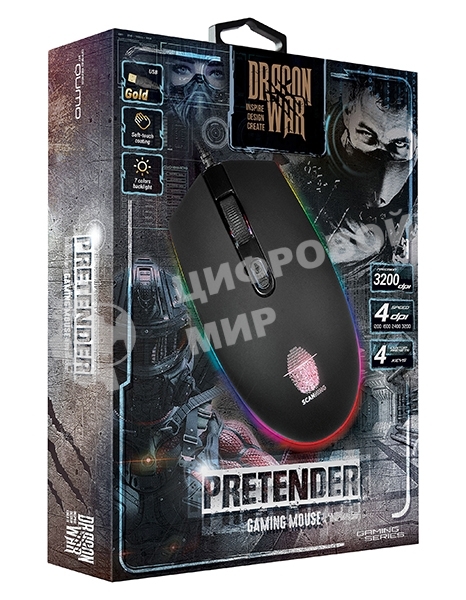 Мышь проводная Qumo Pretender M53 черный, 3200 dpi, USB, кнопки - 4