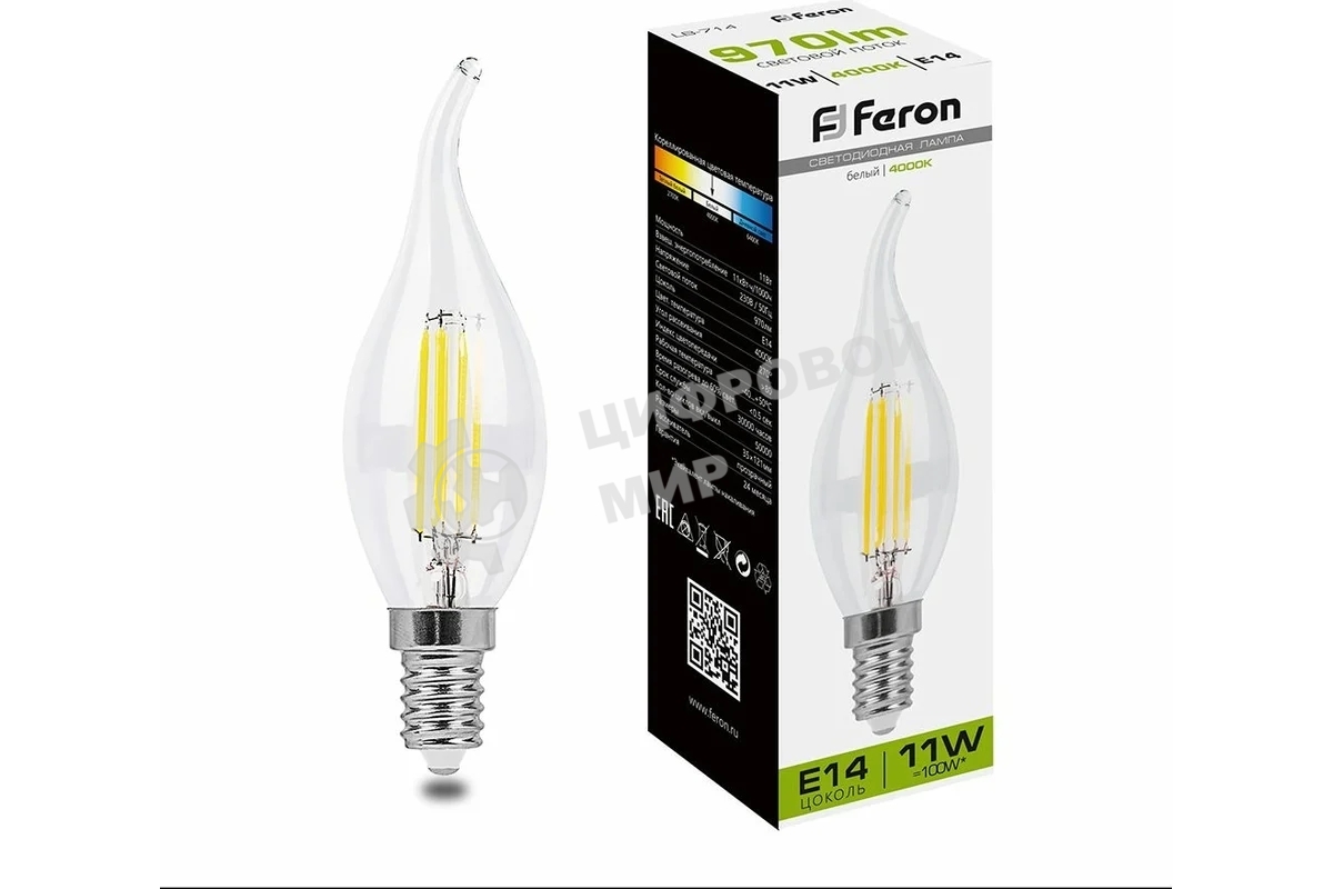 Лампа светодиодная Feron LB-714 11W 230V E14 4000K прозрачная
