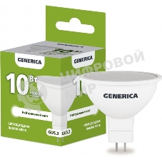 Лампа cветодиодная LED MR16 IEK LL-MR16-10-230-40-GU5-G софит 10Вт 230В 4000К GU5.3 GENERICA