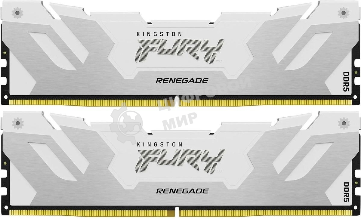 Оперативная память Kingston Fury Renegade, DDR5, 32Gb (2x16GB), 7600MHz, CL38, DIMM, с радиаторами, белый/серебристый