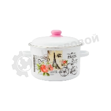 Кастрюля Appetite 1RD201М Париж с крышкой, эмалированная сталь, цилиндрическая 4 л