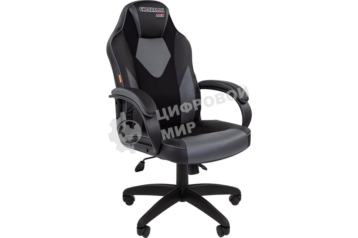 Кресло Chairman game 17 черный, экокожа, 120 кг, механизм качания