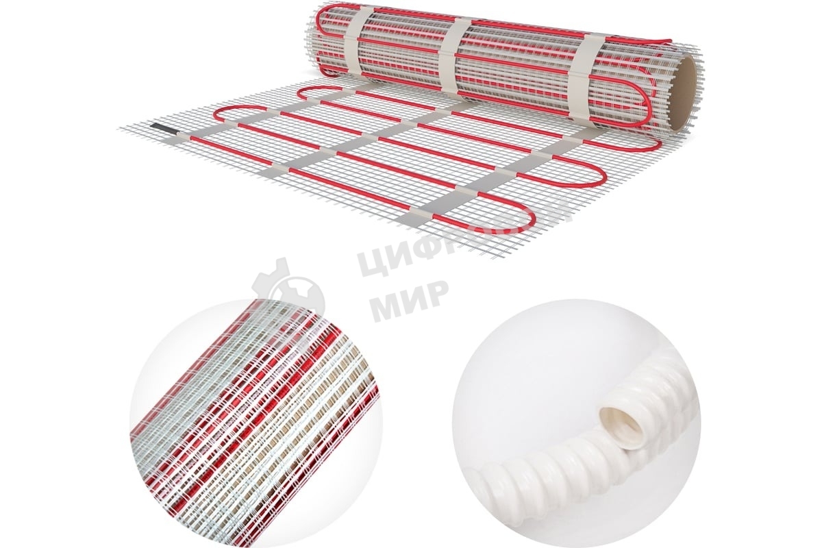 Теплый пол (нагревательный мат) Rexant Classic RNX -1,0-150 (площадь 1,0 м2 (0,5 х 2,0 м)), 150 Вт, двухжильный с экраном