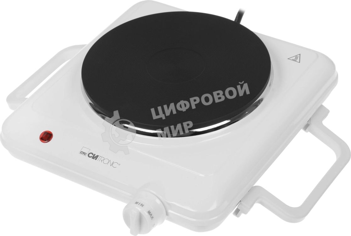 Плита настольная электрическая Clatronic EKP 3582 белый, 1.5 кВт, ТЭН, конфорки - 1, эмаль, поворотные переключатели
