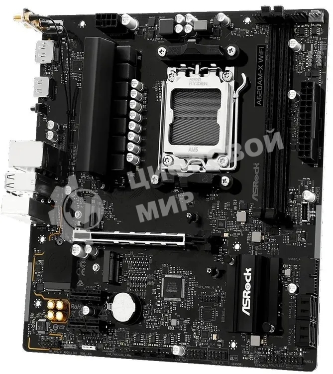 Материнская плата Asrock A620AM-X WiFi Socket AM5 AMD A620A 2xDDR5 mATX AC`97 8ch(7.1) 2.5Gg RAID+HDMI+DP