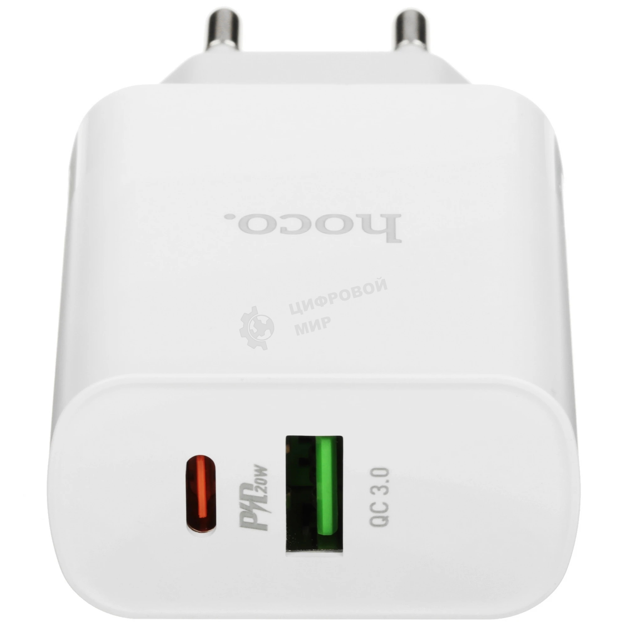 Блок питания (сетевой адаптер) HOCO C80A Rapido PD+QC3.0, 20W два порта (1хUSB-A, 1хType-C), белый