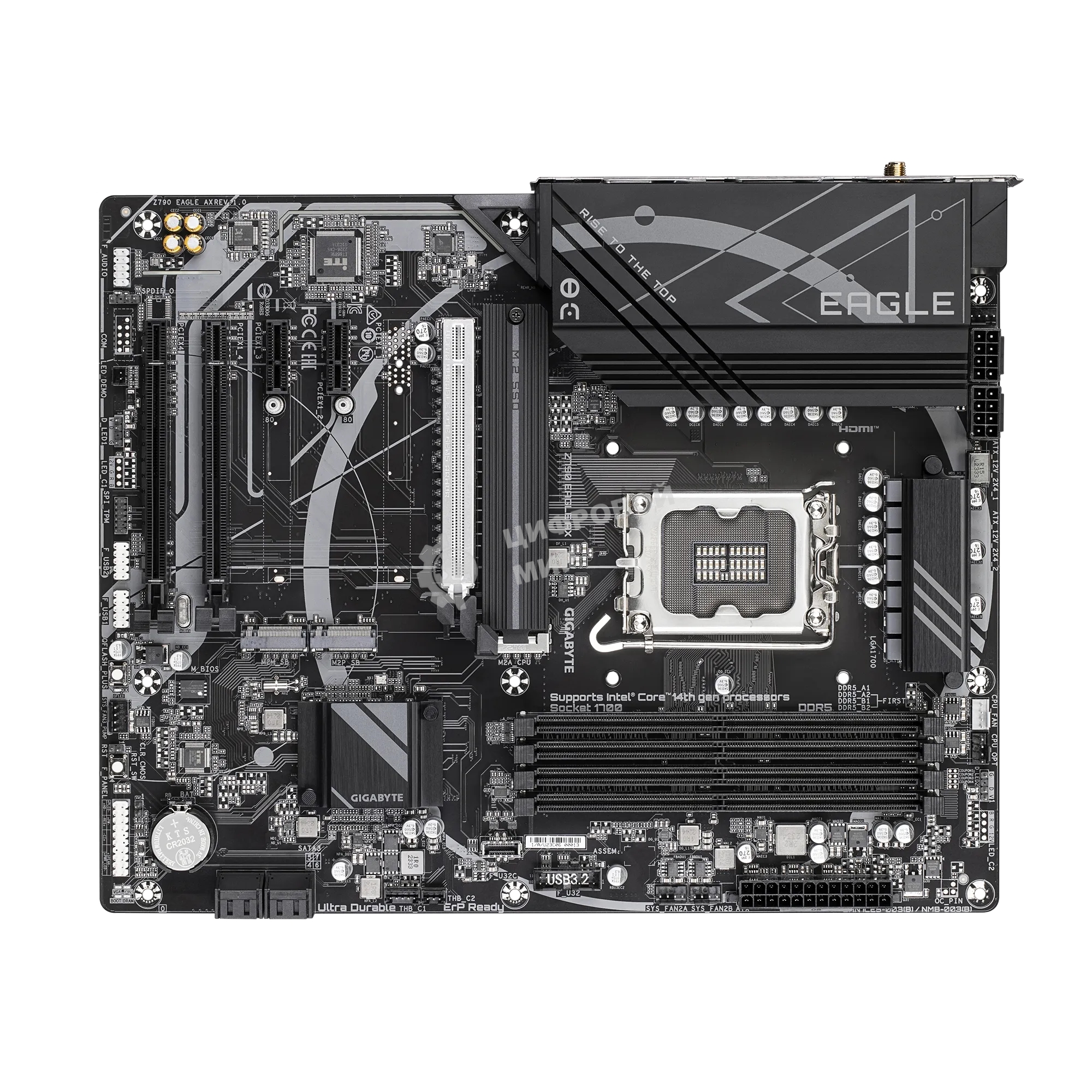 Материнская плата Gigabyte Z790 EAGLE AX, LGA 1700, Intel Z790, 4xDDR5, 4xSATA, 3xM.2, 1xPCIe 3.0 x1, 1xPCIe 4.0 x4, 1xPCIe 5.0 x16, 1xHDMI, 1xDP, 1x 2.5Gb LAN, 2xUSB-A 2.0, 4xUSB-A 3.2 Gen 1, 1xUSB 3.2 Gen 2, 7.1, ATX