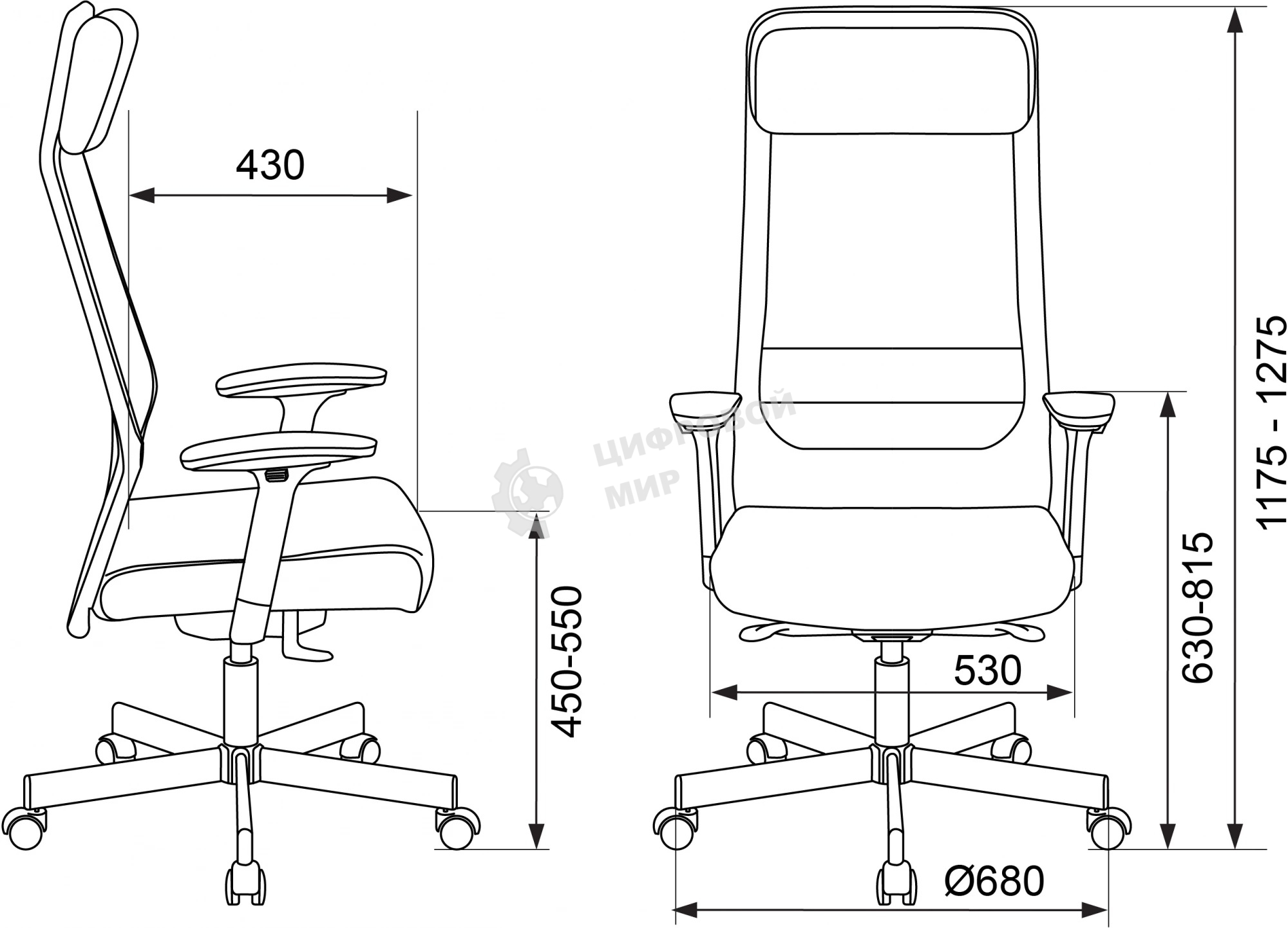 Кресло руководителя Бюрократ T-995 черный TW-01, сетка/ткань, крестов. металл черный