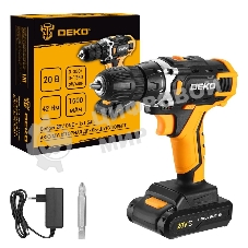 Дрель-шуруповерт Deko Banger 20V ONE+, 20 В, 1,5 Ач, 42 Нм, щеточный