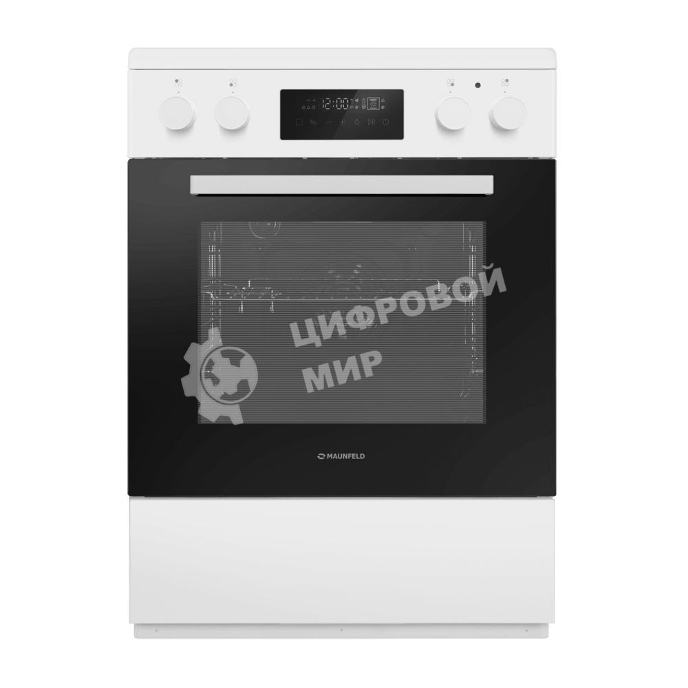 Плита электрическая Maunfeld MEC611CW09TD белый, конфорок 4 шт, духовка 59 л, 60 см x 85 см x 63 см