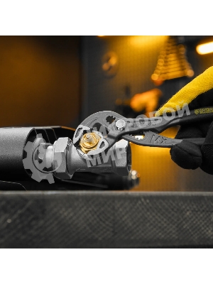 Клещи переставные Denzel кнопочный механизм, обливные рукоятки, 180 мм