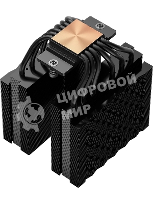 Кулер для процессора PCCooler RT620 Digital BK (250W, 4-pin PWM, LED temp., 157mm, 6x6mm, 2x120мм, 73.32CFM, 34.9dBA, 2200RPM, S: 1851/1700/1200/115X, AM5/AM4, черный)