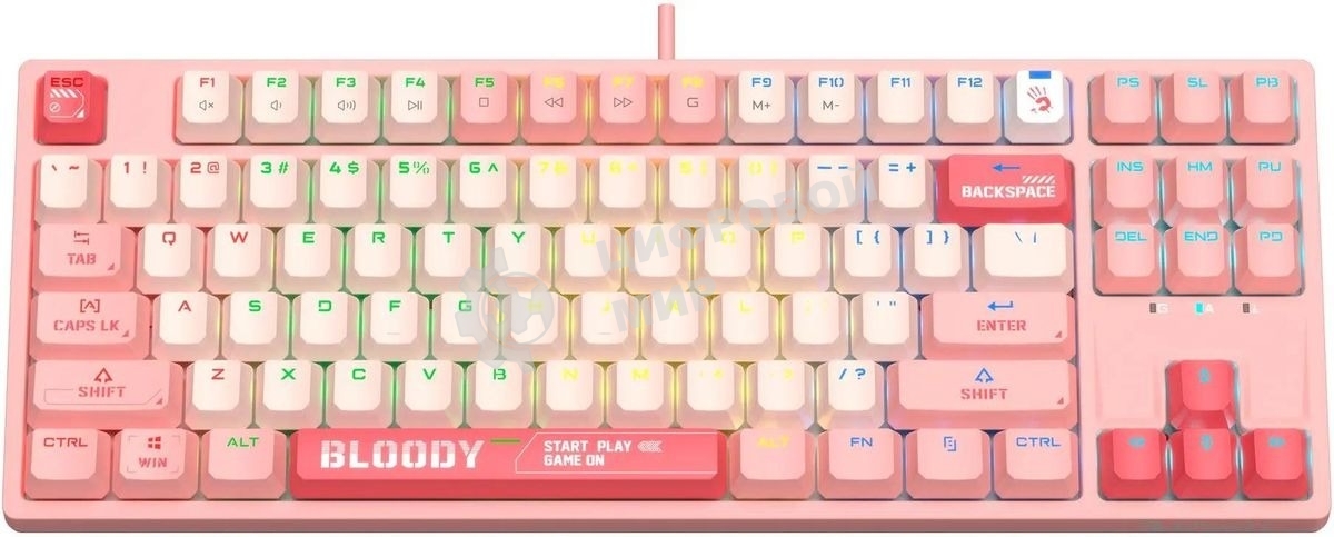 Клавиатура проводная A4Tech Bloody S87 Energy (S87 USB ENERGY PINK) USB розовый