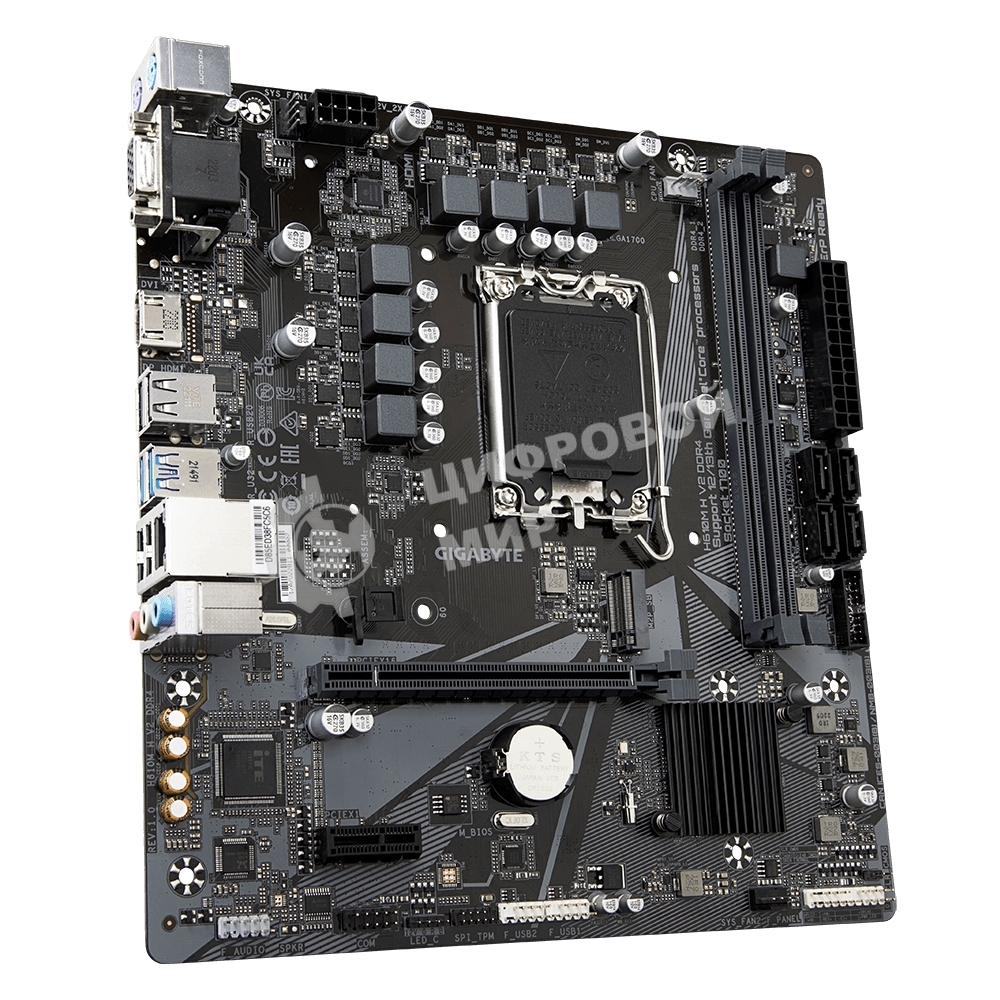 Материнская плата Gigabyte H610M H V2, LGA 1700, Intel H610, 2xDDR5, 4xSATA, 1xM.2, 1xPCIe 4.0 x16, 1xPCIe x1, 1xHDMI, 1xVGA, 1x 1Gb LAN, 2xUSB-A 3.2 Gen 1, 4xUSB-A 2.0, 3x 3.5 мм, 7.1, mATX