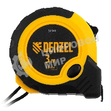 Рулетка Denzel 3м х 16мм, двухкомп. корпус, кнопка-пауза