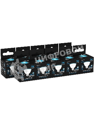 Лампа светодиодная Gauss 101505307 7Вт цок.:GU5.3 рефлек. 150B св.свеч.бел.хол. MR16 (упак.:10шт)