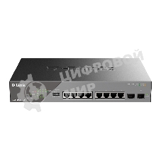 Коммутатор D-Link DSS-200G-10MP/A1A, 8×1 Гбит/с + 2×1 Гбит/с SFP, настраиваемый