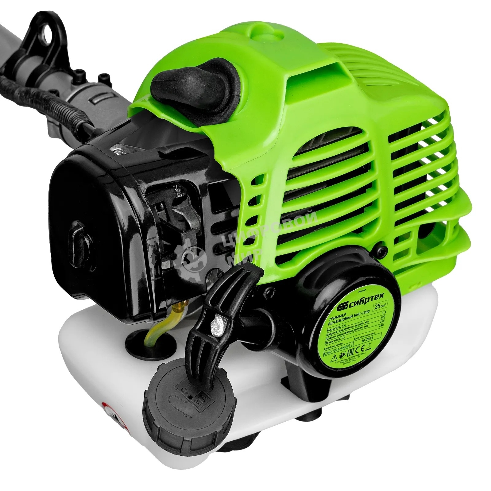 Триммер бензиновый Сибртех БКС-1300, 25 см3, 1,3 л.с., неразъемная штанга, состоит из 2 частей