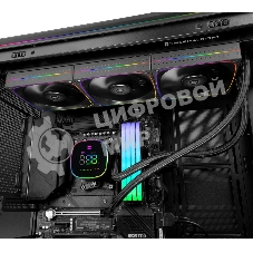 Система жидкостного охлаждения Thermalright Frozen Horizon 360 Digital (360мм, LED temp., Black, ARGB/Fans: 3x120мм, 68.9CFM, 28.2dBA, 2000RPM/Pump height 53.2мм, Rad thickness 27мм/S: 1700, 1200, 1851, 115X, AM5, AM4)