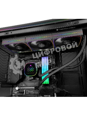 Система жидкостного охлаждения Thermalright Frozen Horizon 360 Digital (360мм, LED temp., Black, ARGB/Fans: 3x120мм, 68.9CFM, 28.2dBA, 2000RPM/Pump height 53.2мм, Rad thickness 27мм/S: 1700, 1200, 1851, 115X, AM5, AM4)