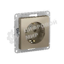 Механизм розетки 1-м СП AtlasDesign с заземл. защ. шторки 16А шампань SchE ATN000545