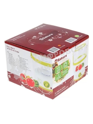 Пароварка электрическая Sakura SA-7213GR 2ч (5,0л) 500Вт бел/зел