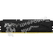 Оперативная память Kingston Fury Beast, DDR5, 16Gb (1x16Gb), 6400MHz, CL32, DIMM, с радиатором, черный