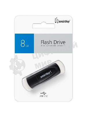Флешка USB Smartbuy Scout Black (SB008Gb2SCK), 8Gb, USB 2.0, R/W 15/8, черный