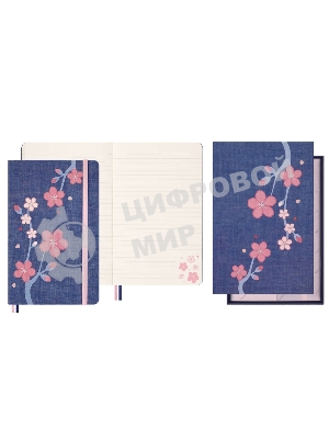 Блокнот Moleskine LIMITED EDITION SAKURA LESU08QP060BOX Large 130х210 мм, обложка текстиль, 176 страниц, линейка, твердая обложка, подарочная коробка, синий, 2025