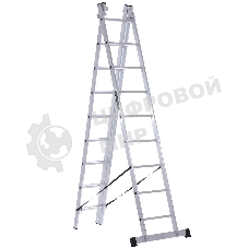 Лестница FIT 65434 трехсекционная алюминиевая 3х9 ступеней h=257/449/641 см вес 11.18кг