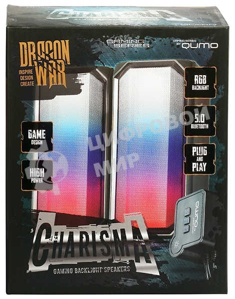 Акустическая система RGb 2.0 + Bluetooth, Qumo Charisma (ВТ 0054), 15ВТ, объемное звучание, отключаемая многорежимная RGb подсветка, USB+Jack 3,5мм