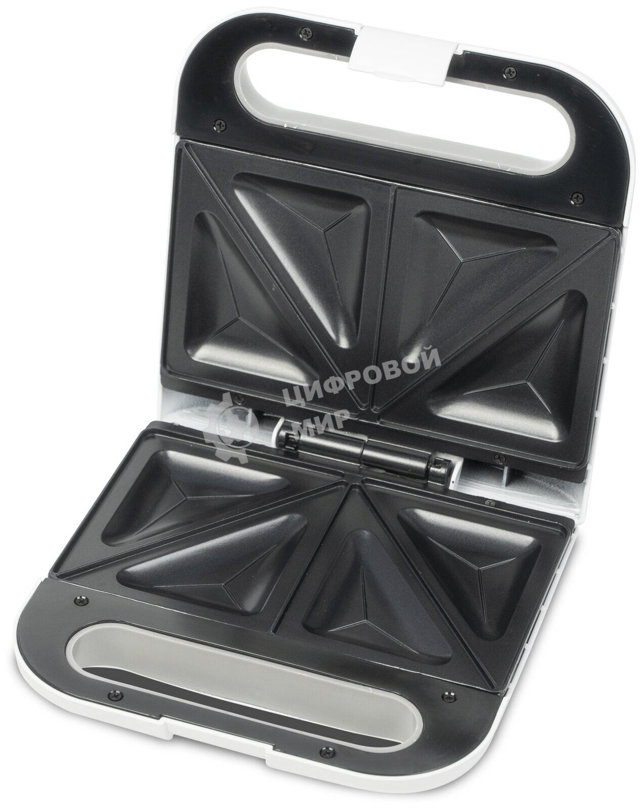 Сэндвич-тостер Galaxy Line GL 2962, белый, с несъемными пластинами, 800 Вт, индикаторы нагрева и сети, антипригарное покрытие рабочей поверхности, теплоизолированный корпус, прорезиненные ножки, препятствующие скольжению