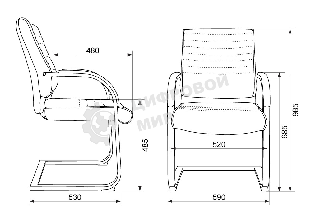 Кресло офисное Бюрократ T-8010-LOW-V/IVORY слоновая кость, искусственная кожа, на полозьях