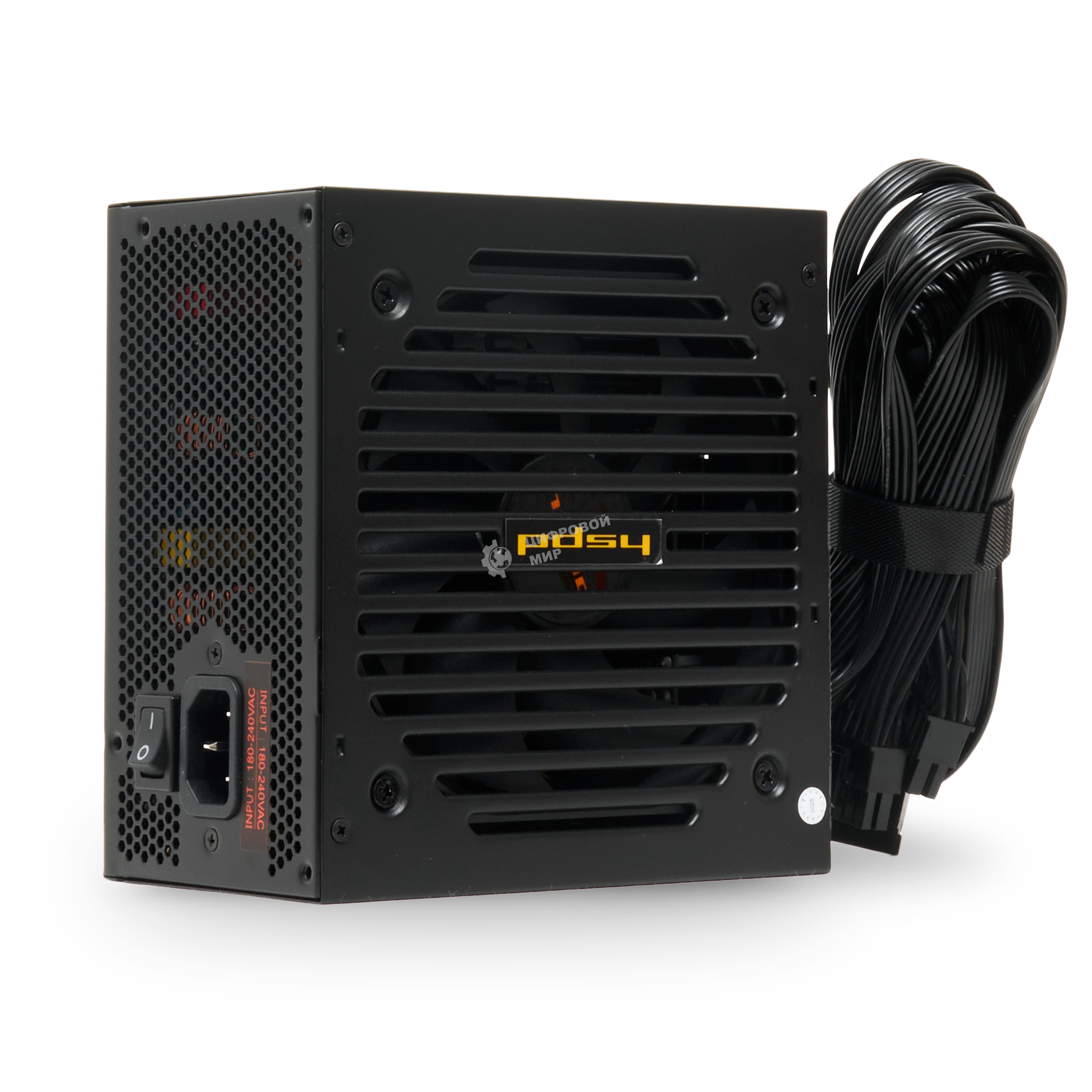 Блок питания Power Supply HSPD, 600W 80 PLUS Bronze (ATX, 2.31, Semi-modular, 1x24(20+4)pin 550мм, 1xCPU*2 8(4+4)pin 600+150мм, 1xPCIe*2 8(6+2)pin 500+150мм, 2xSATA*3 400+150+150мм, 1xMOLEX4pin*3+FDD 400+150+150+150мм, Active, 120x120мм, 150x140x86мм, APFC, OVP, UVP, SCP, OPP, OCP, OTP, черный)