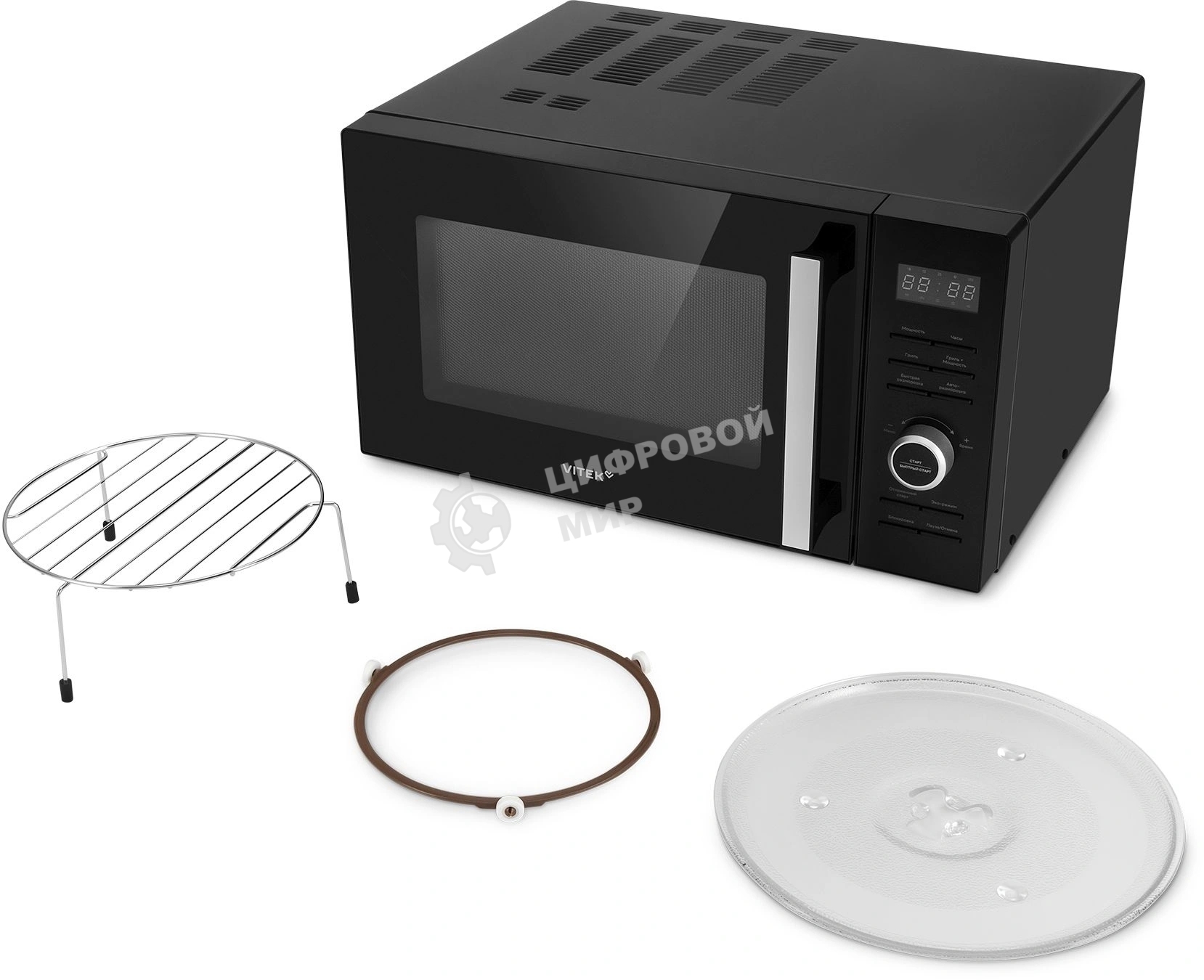 Микроволновая печь Vitek VT-MW1725 черный, 25 л, 900 Вт, переключатели - кнопки, поворотный механизм